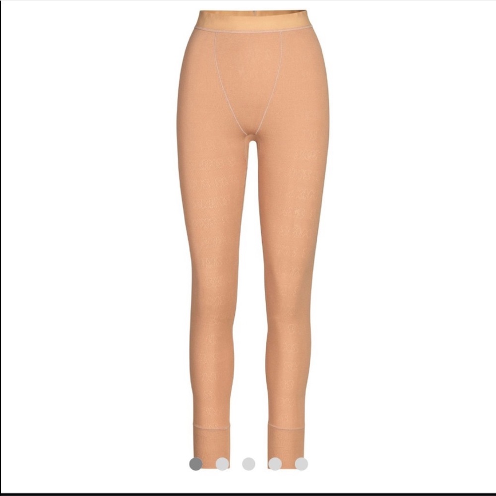 NWT SKIMS Pointelle Logo Leggings and Cami XSmall Set Color Ochre